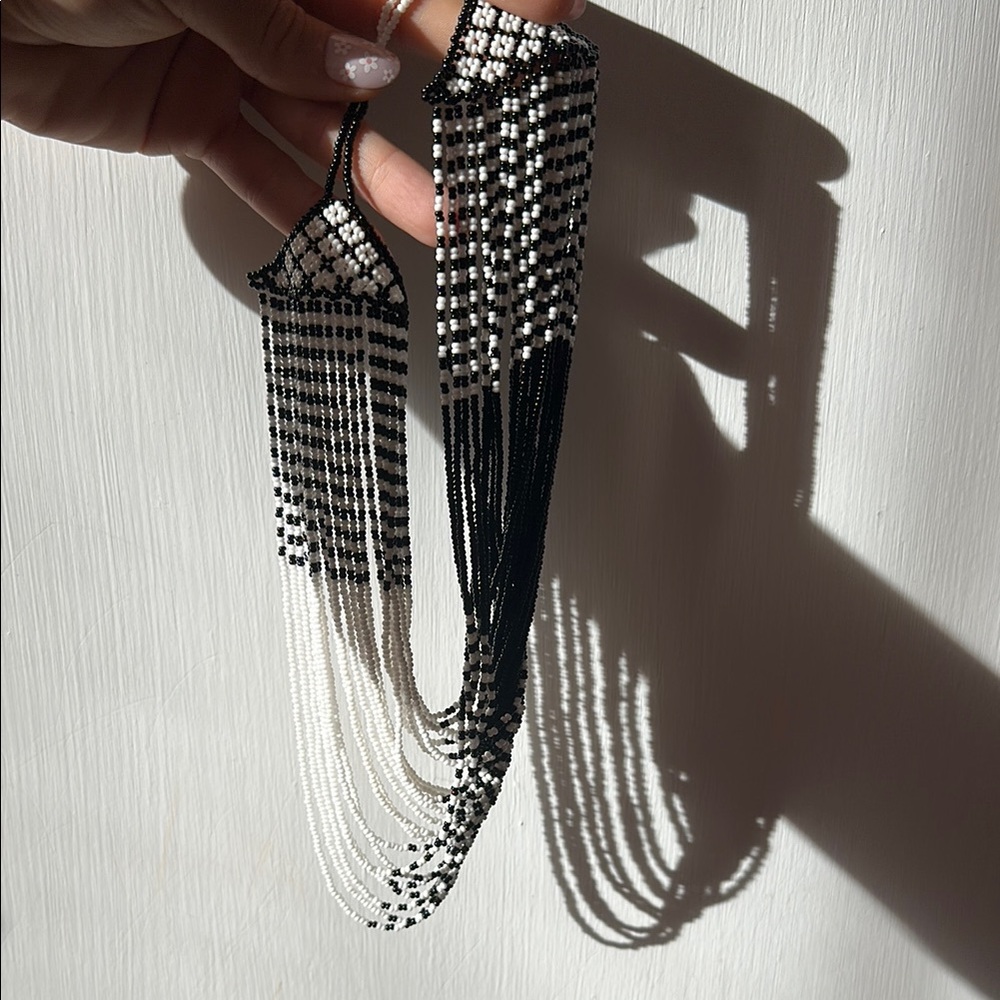 South African Black and White Beaded Necklace